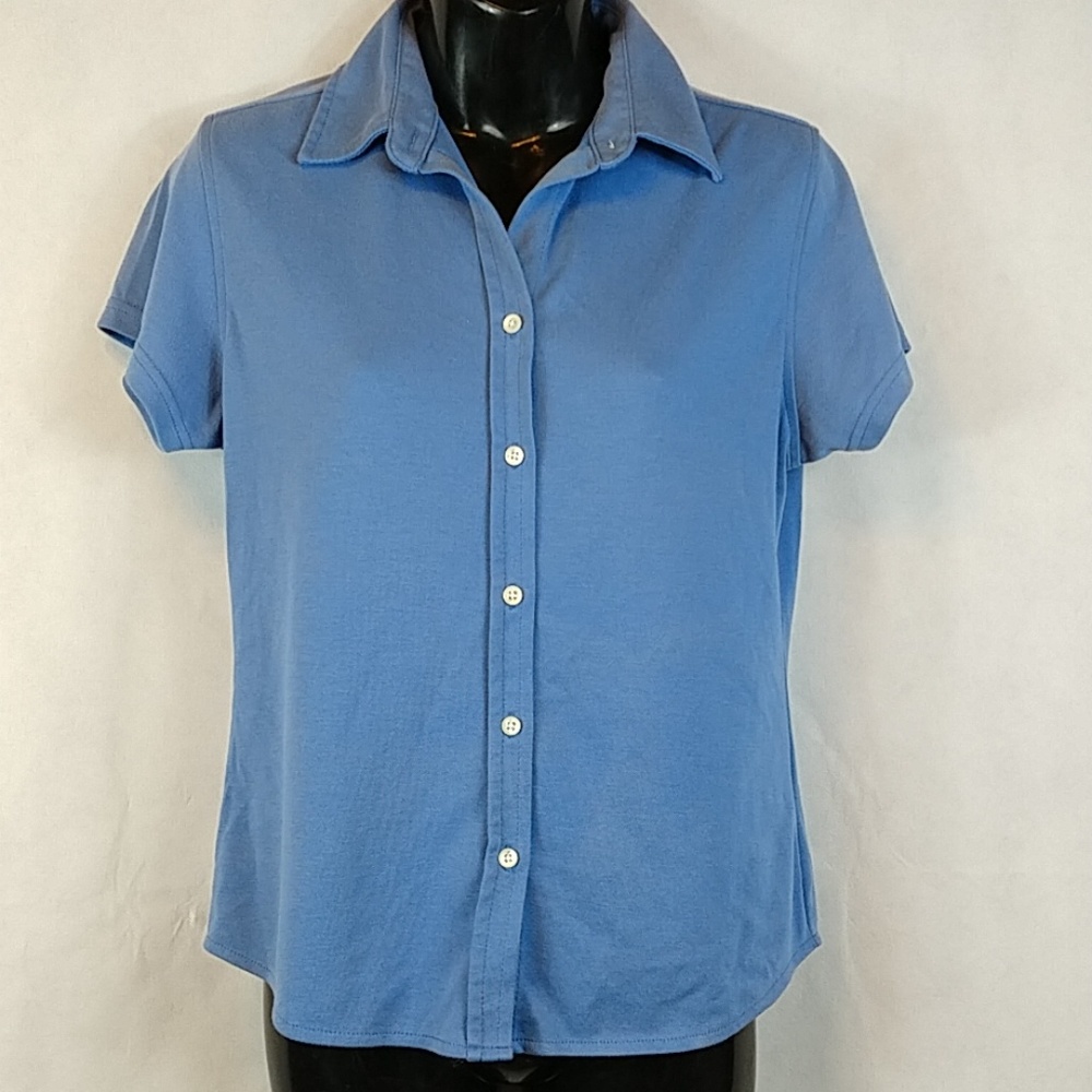Port authority ladies small short sleeve blue top